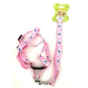 Dog Harness & Leash Pink Adjustable Umbrella Print